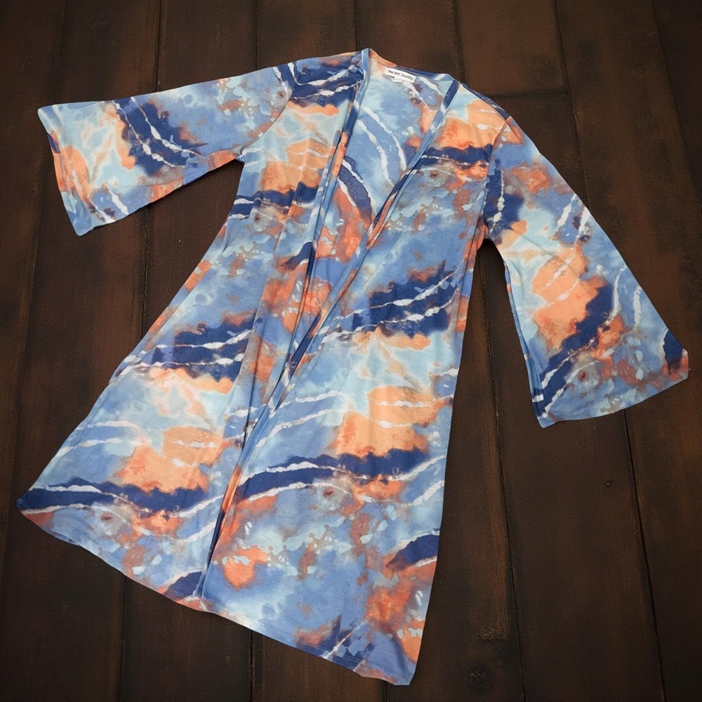 New York Laundry Tie-Dye Open-Front Duster Cardigan - Picture 5 of 12